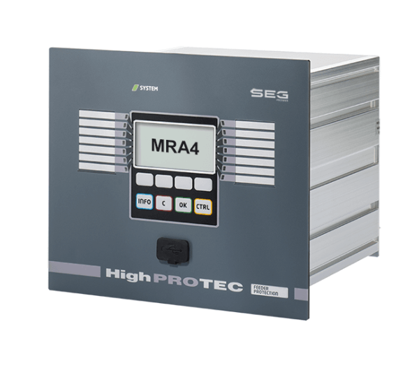 Protección Alimentador Direccional MRA4 de SEG electronics Suministro de energía de amplio rango: 24 … 270 VCC / 48 … 230 VCA Medición de VT desde 0 V hasta 800 VCA (300 VCA para algunas opciones de pedido) Medición de CT siempre con 1 A y 5 A Inteligencia de verificación de plausibilidad Resumen funcional optimizado mediante la ocultación de funciones, parámetros y asignaciones no utilizadas Pruebas a bordo sin necesidad de retirar el cableado Idiomas del menú admitidos: inglés, alemán, español, portugués, francés, ruso, polaco, rumano